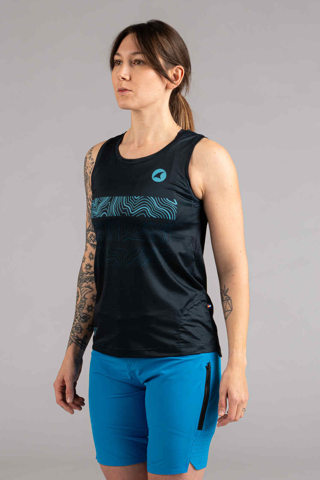 Women's Navy Blue Mountain Bike Tank Top - Front View