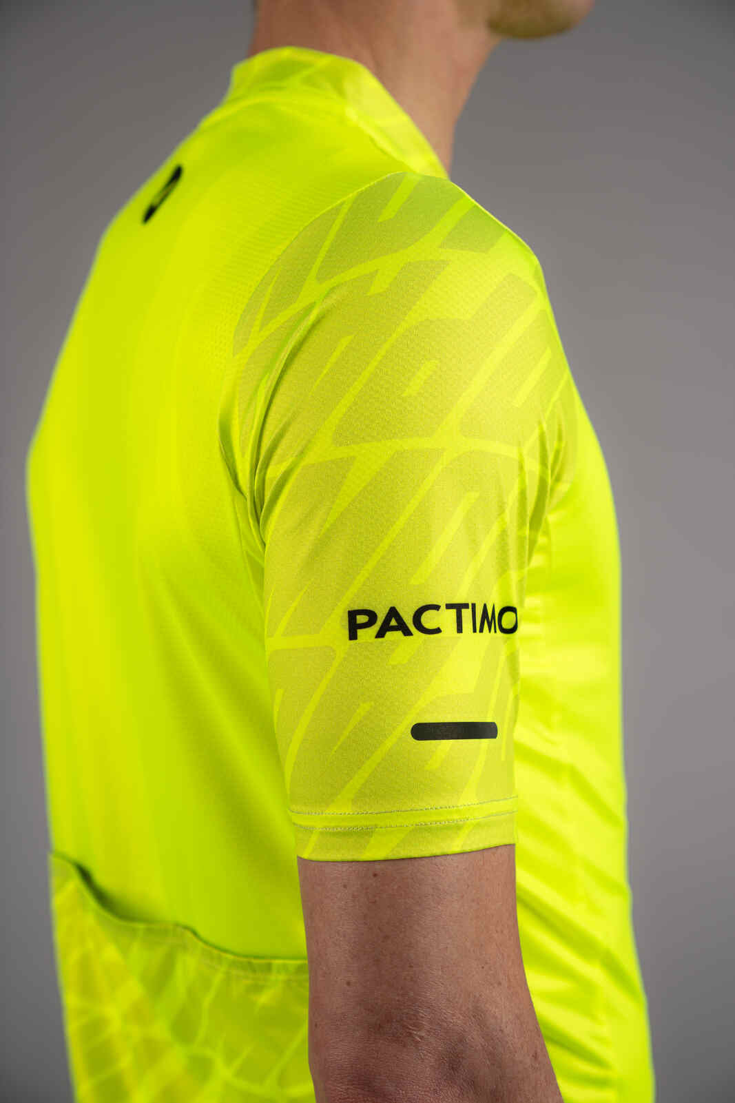 Men's High-Viz Yellow Ascent Cycling Jersey - Sleeve Fabric Close-Up