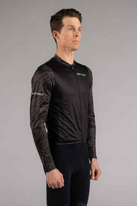 Men's Black Long Sleeve Bike Jersey - Front View