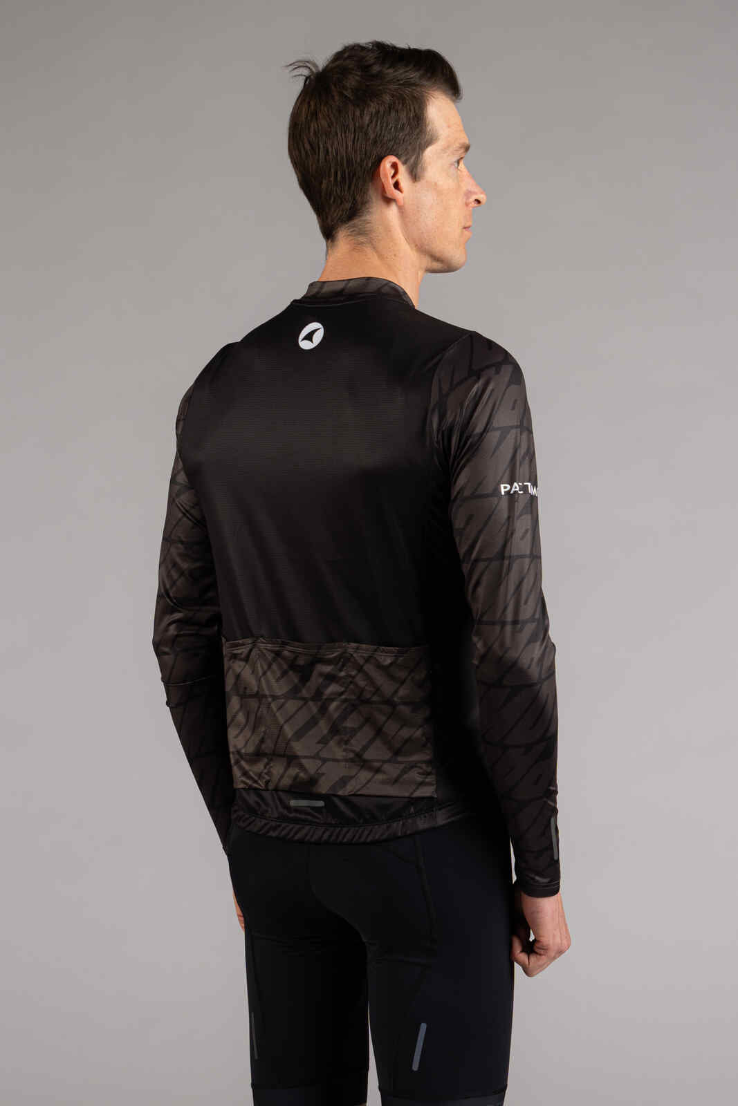 Men's Black Long Sleeve Bike Jersey - Back View