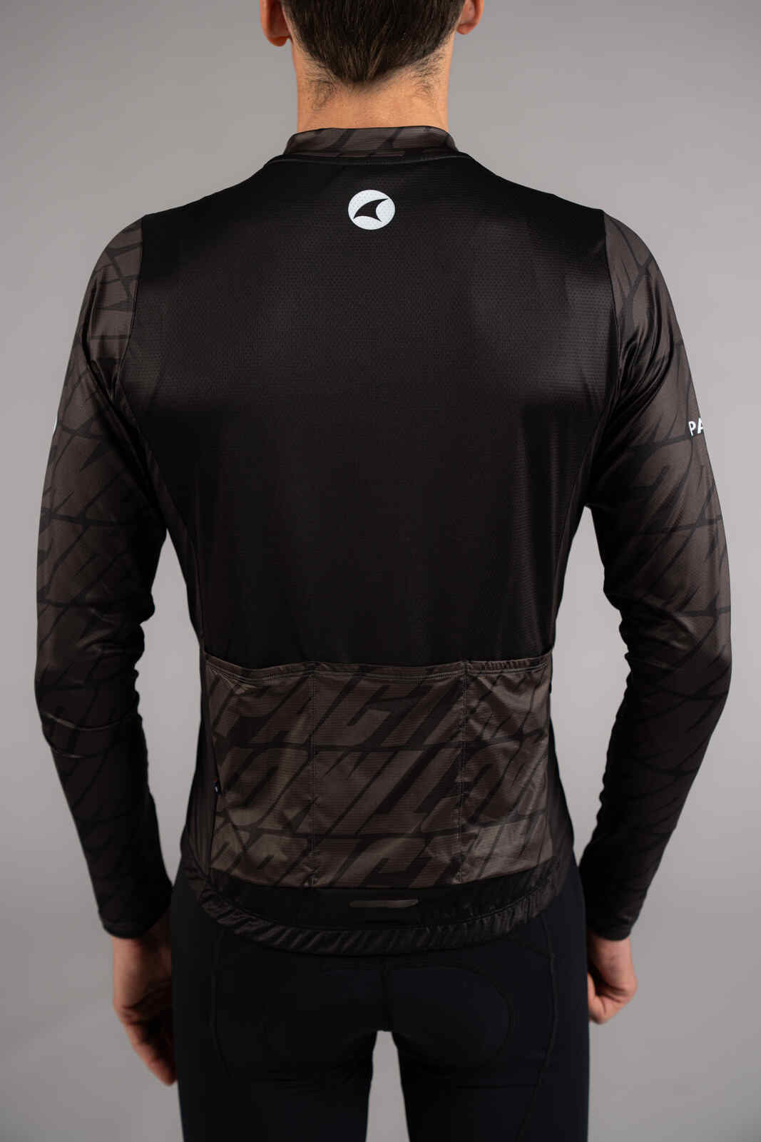 Men's Black Long Sleeve Bike Jersey - Back Pockets