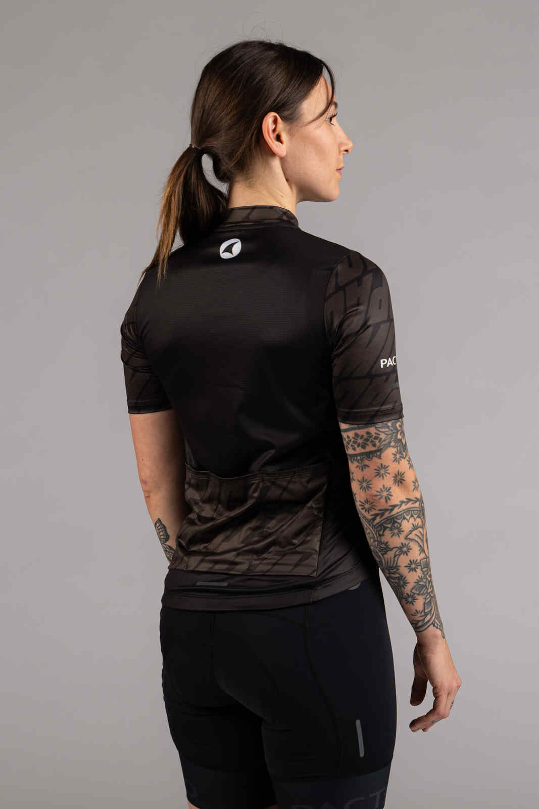 Women's Black Ascent Cycling Jersey - Back View