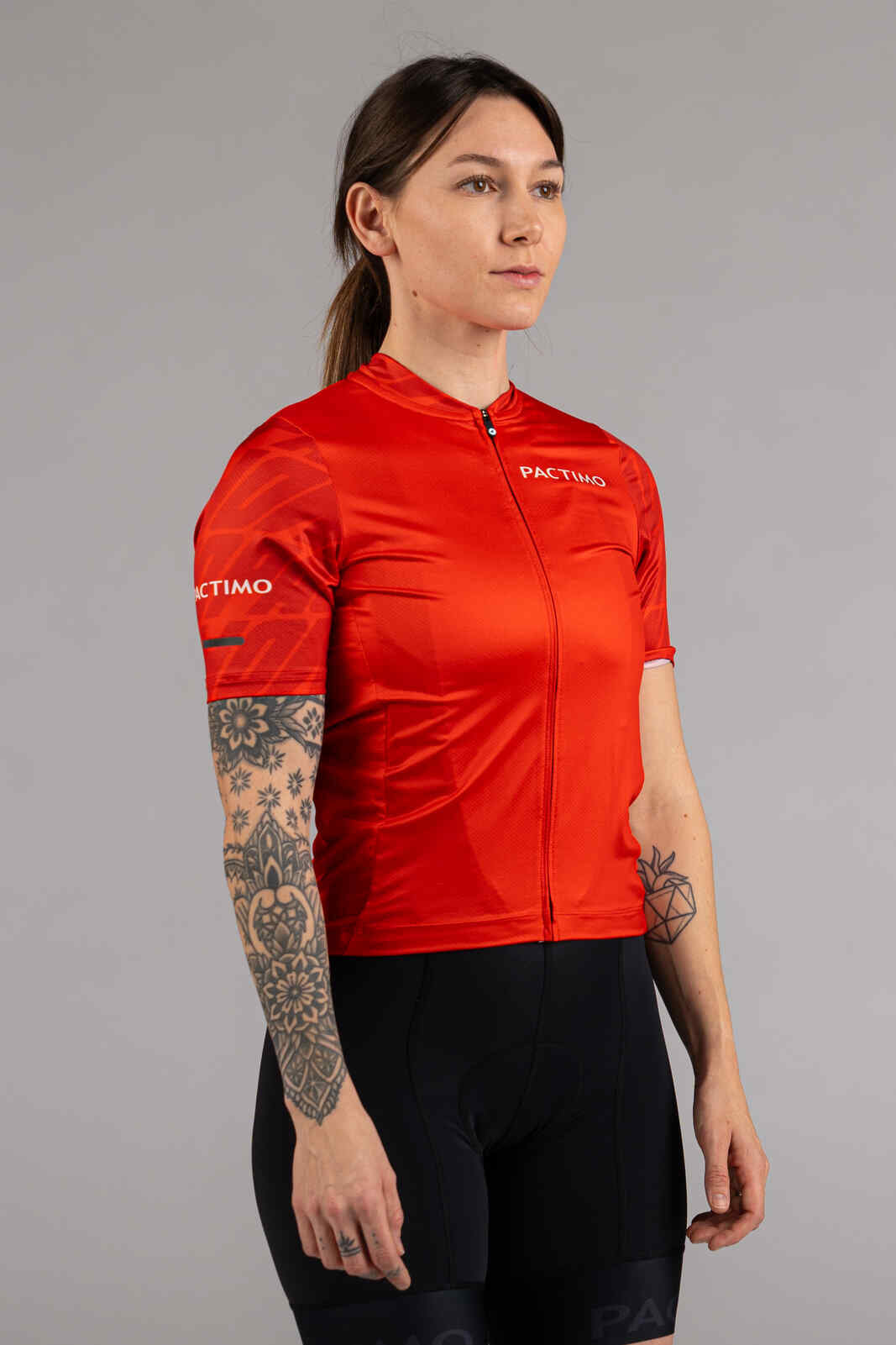 Women's Red Ascent Cycling Jersey - Front View