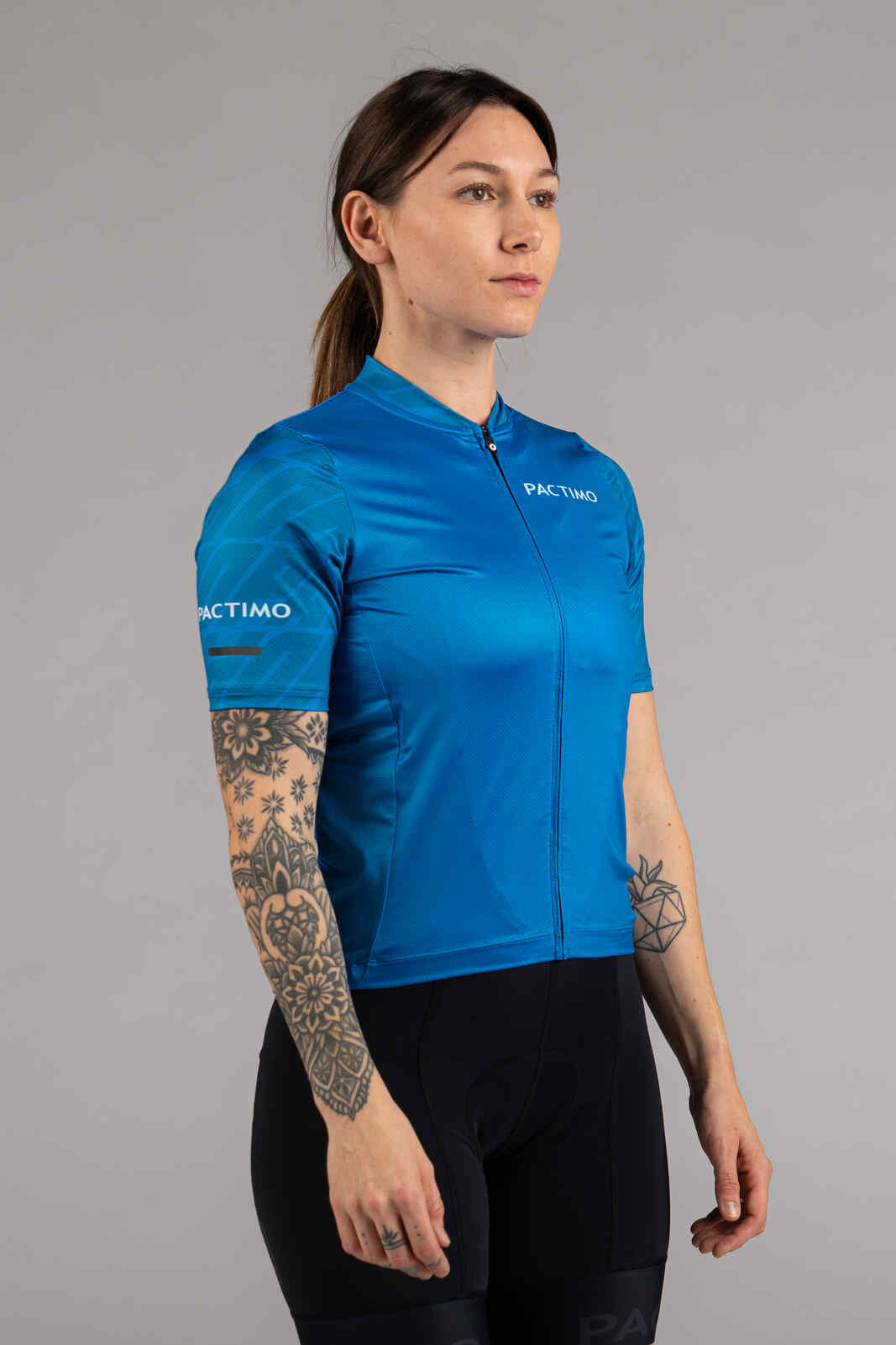 Women's Blue Ascent Cycling Jersey - Front View