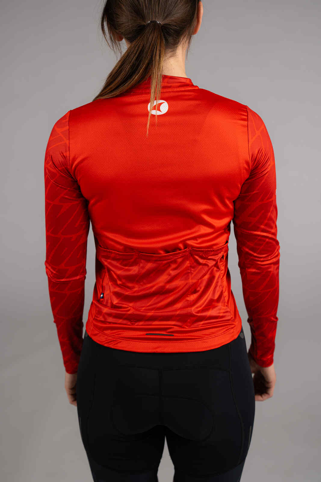 Women's Long Sleeve Red Bike Jersey - Back Pockets