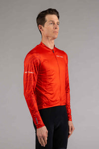 Men's Red Long Sleeve Bike Jersey - Front View