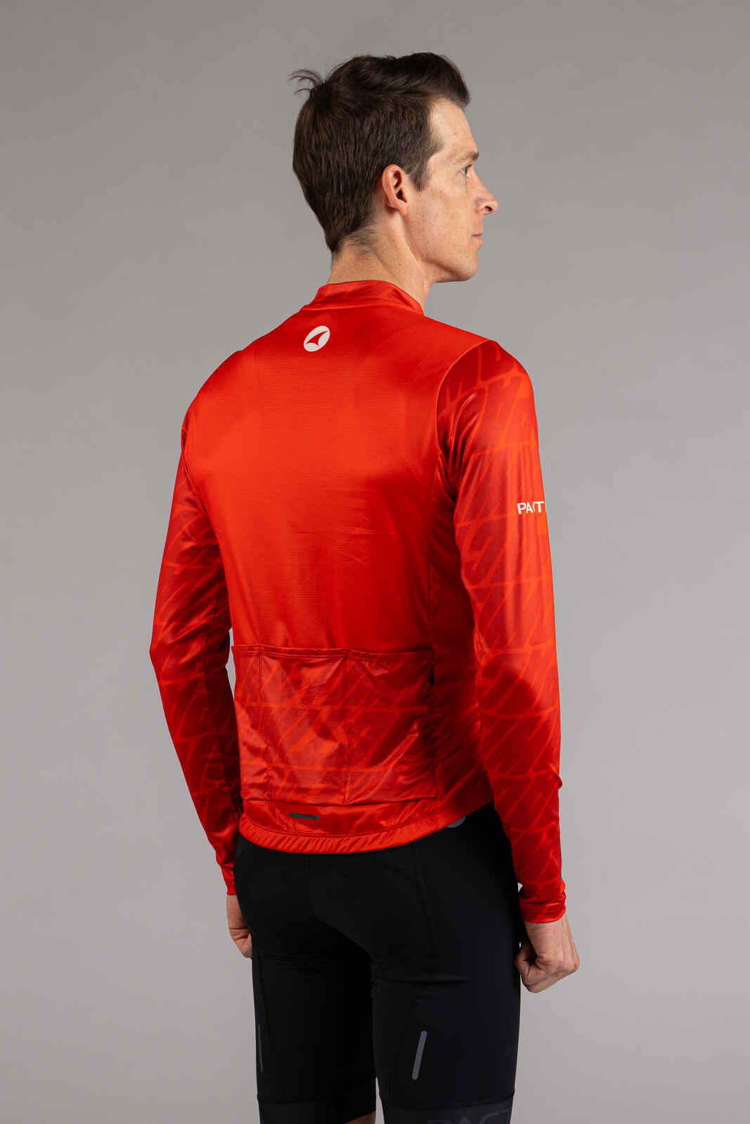 Men's Red Long Sleeve Bike Jersey - Back View