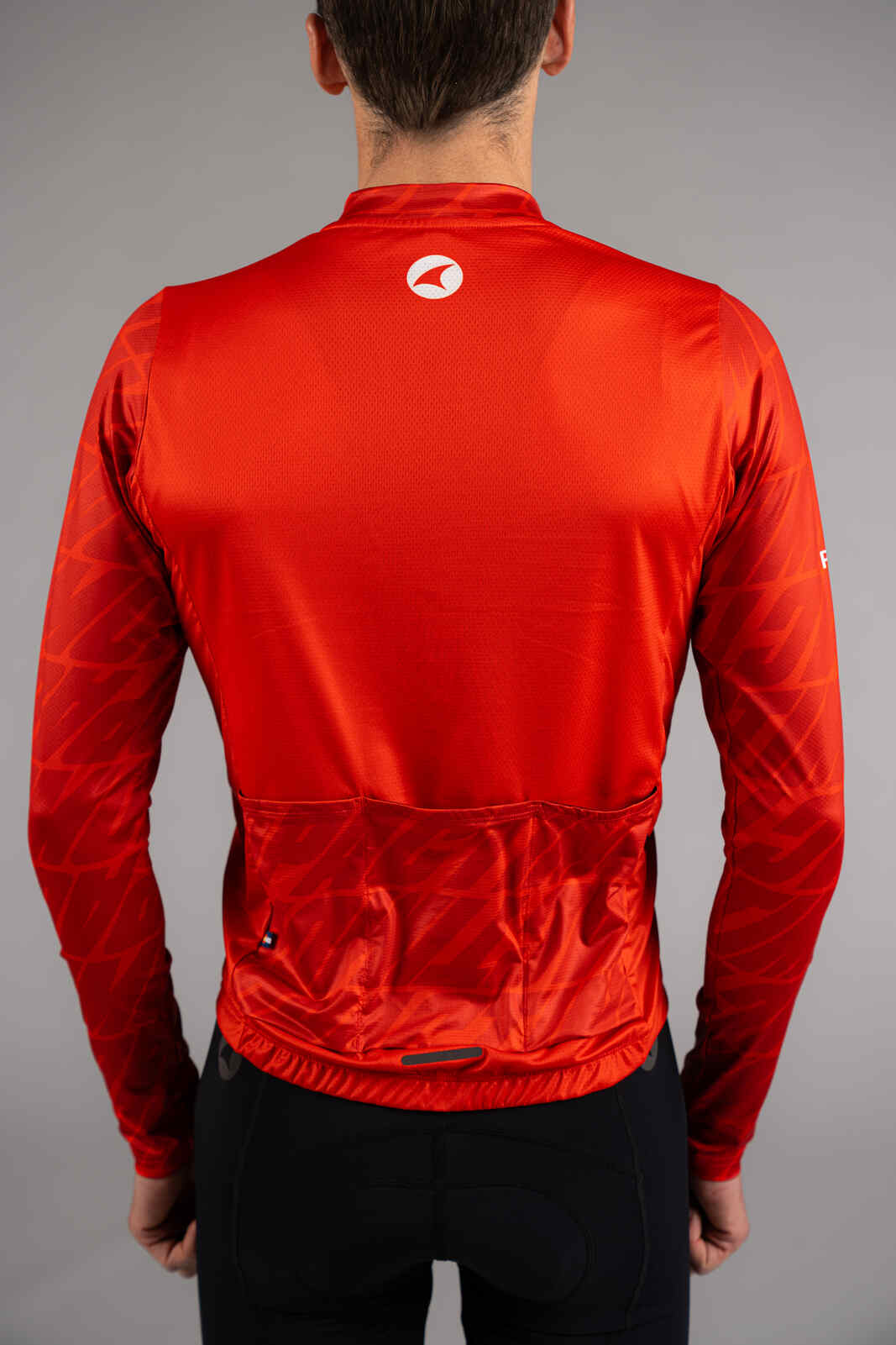 Men's Red Long Sleeve Bike Jersey - Back Pockets
