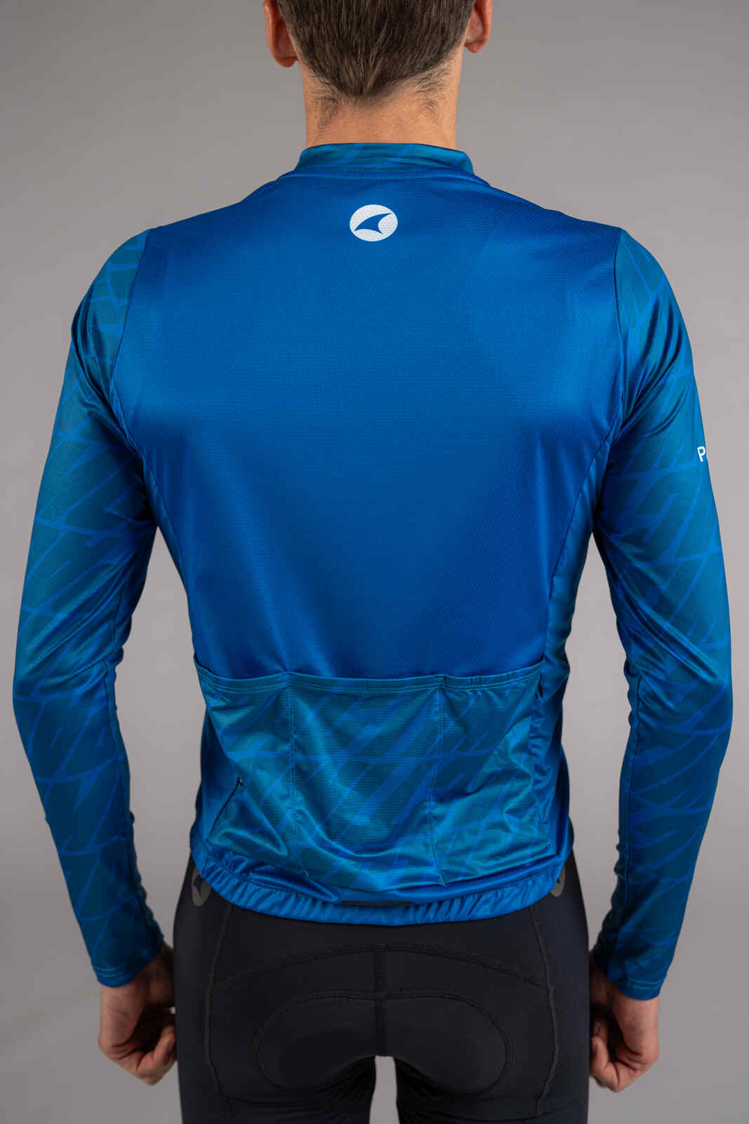 Men's Blue Long Sleeve Bike Jersey - Back Pockets