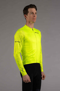 Men's High-Viz Yellow Long Sleeve Bike Jersey - Front View