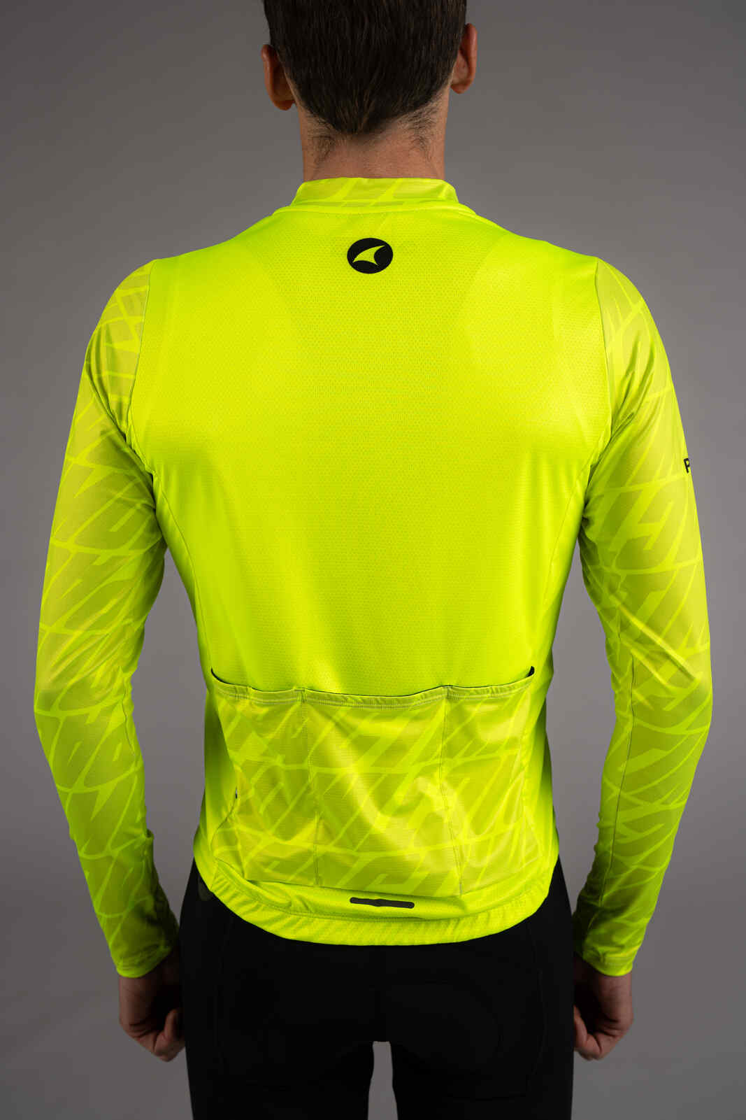 Men's High-Viz Yellow Long Sleeve Bike Jersey - Back Pockets