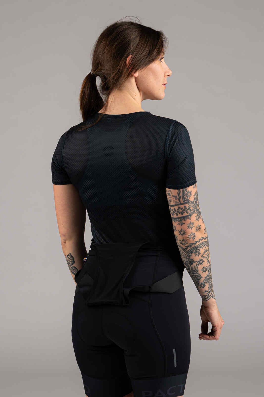 Women's Navy Blue Mesh Cycling Base Layer - Back View