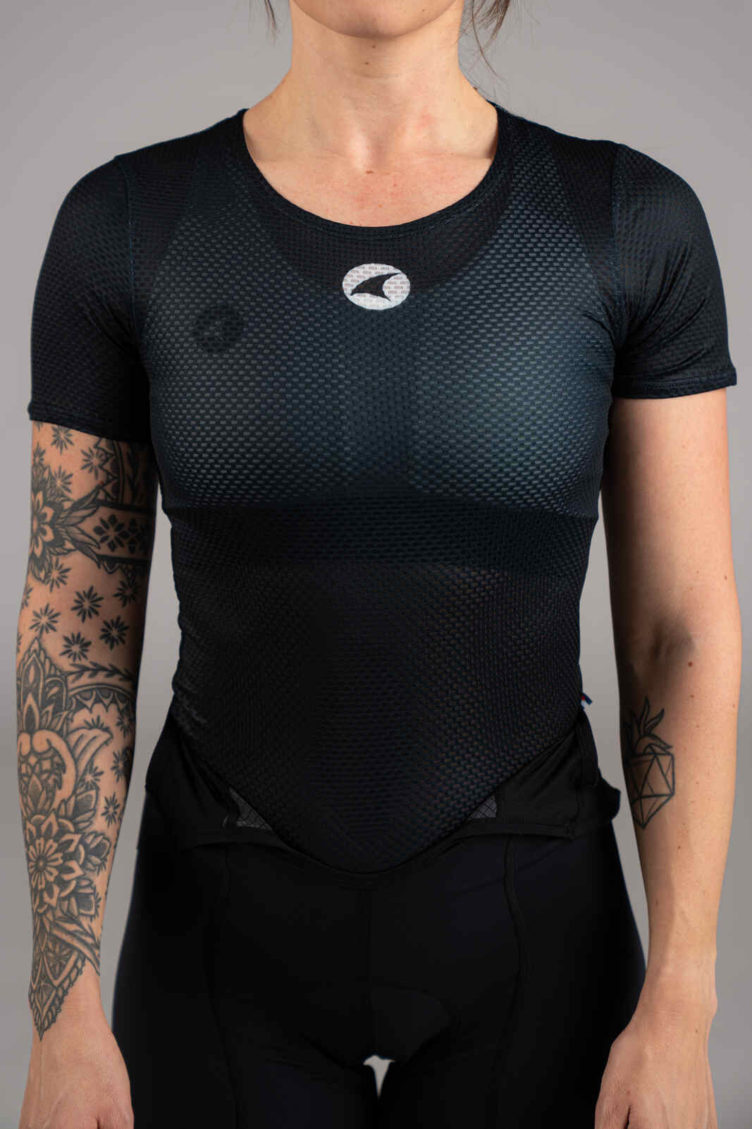 Women's Navy Blue Mesh Cycling Base Layer - Fabric Close-Up