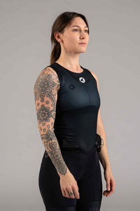 Women's Navy Blue Sleeveless Cycling Base Layer - Front View