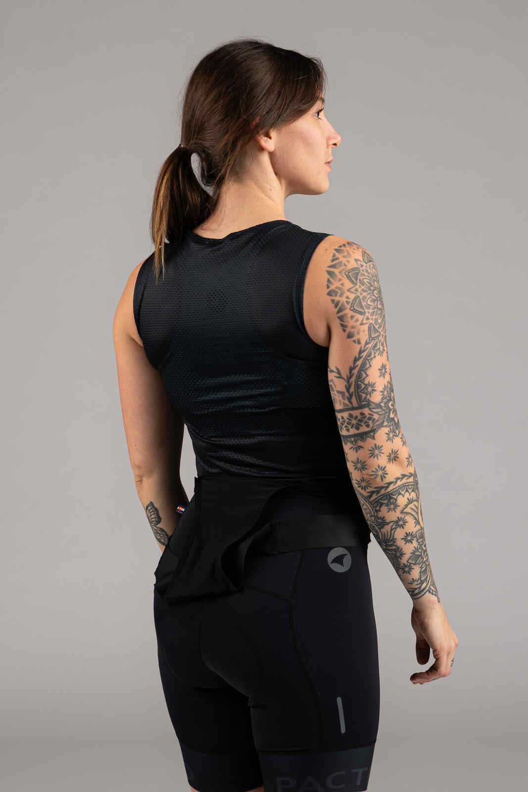 Women's Navy Blue Sleeveless Cycling Base Layer - Back View