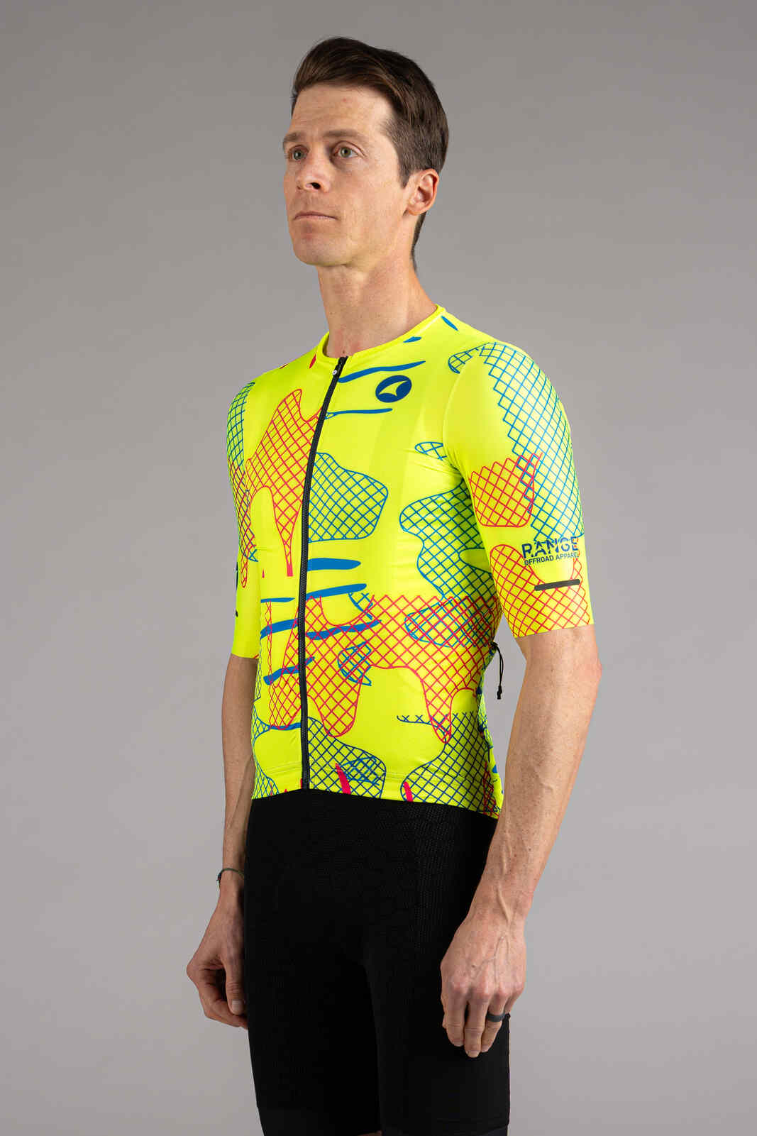 Men's High-Viz Yellow Gravel Cycling Jersey - Front View