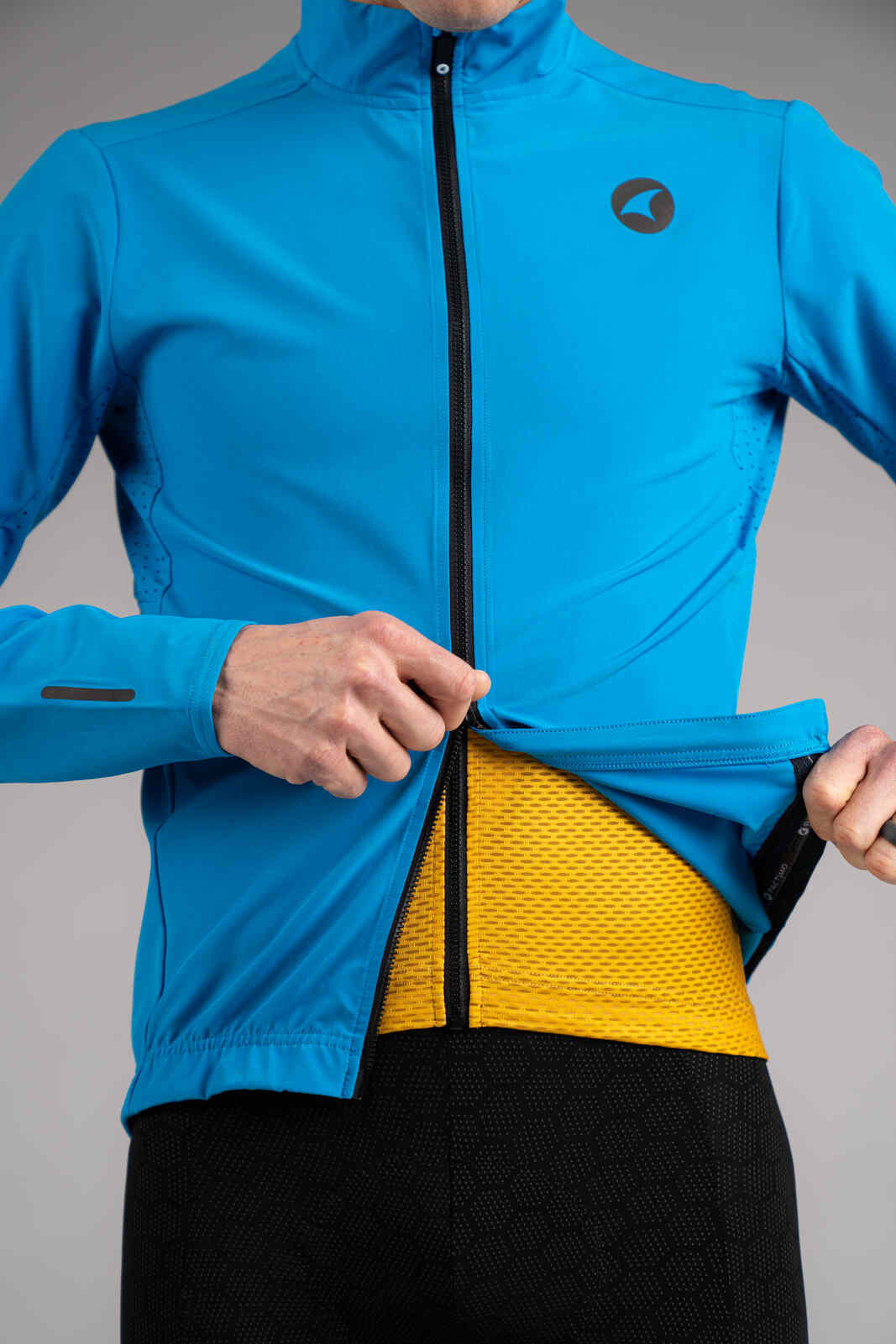 Men's Lightweight Blue Summit Shell Cycling Jacket - Two-Way Zipper