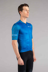 Men's Blue Ascent Aero Cycling Jersey - Front View