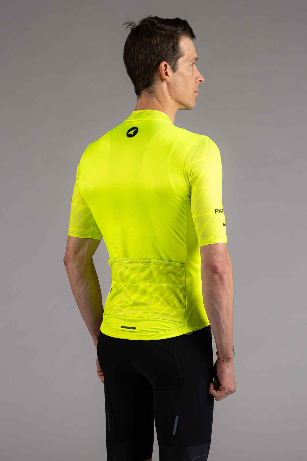 Men's High-Viz Yellow Ascent Aero Cycling Jersey - Back View