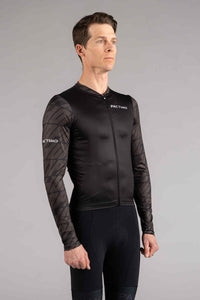 Men's Black Aero Long Sleeve Cycling Jersey - Front View