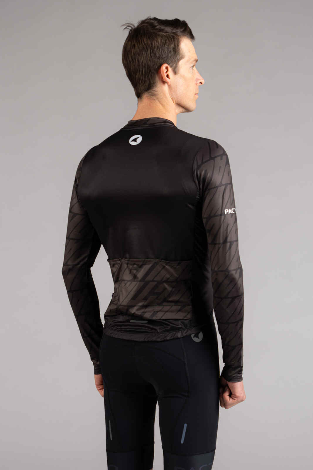 Men's Black Aero Long Sleeve Cycling Jersey - Back View