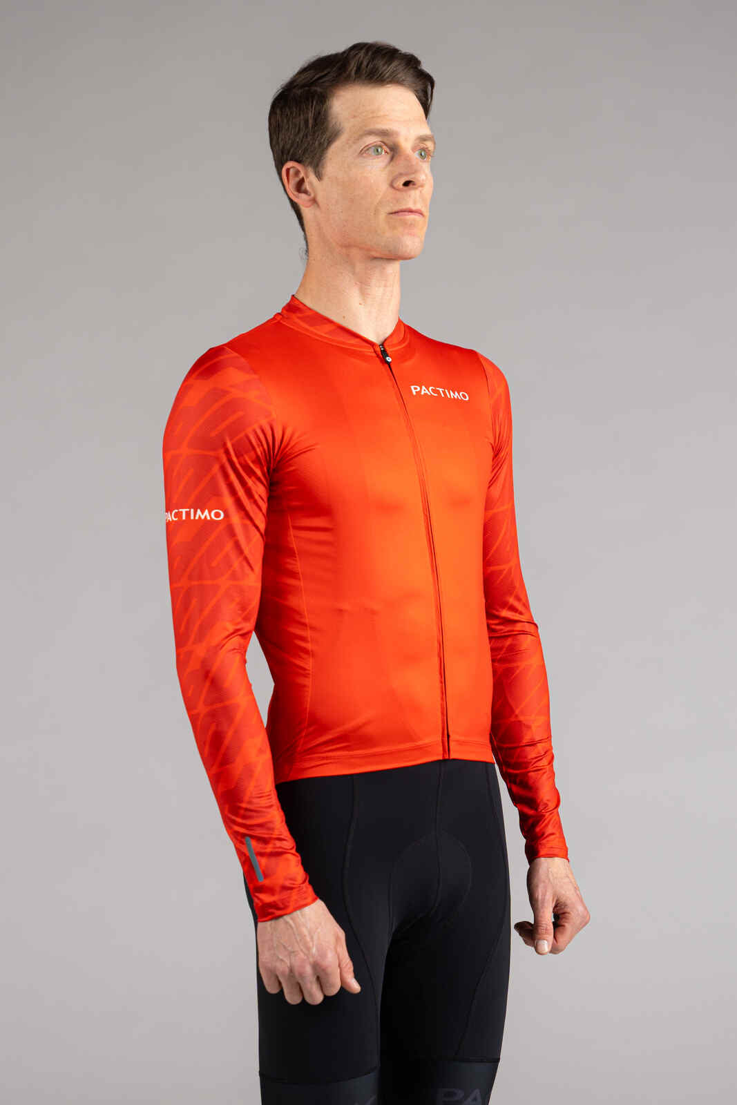 Men's Red Aero Long Sleeve Cycling Jersey - Front View
