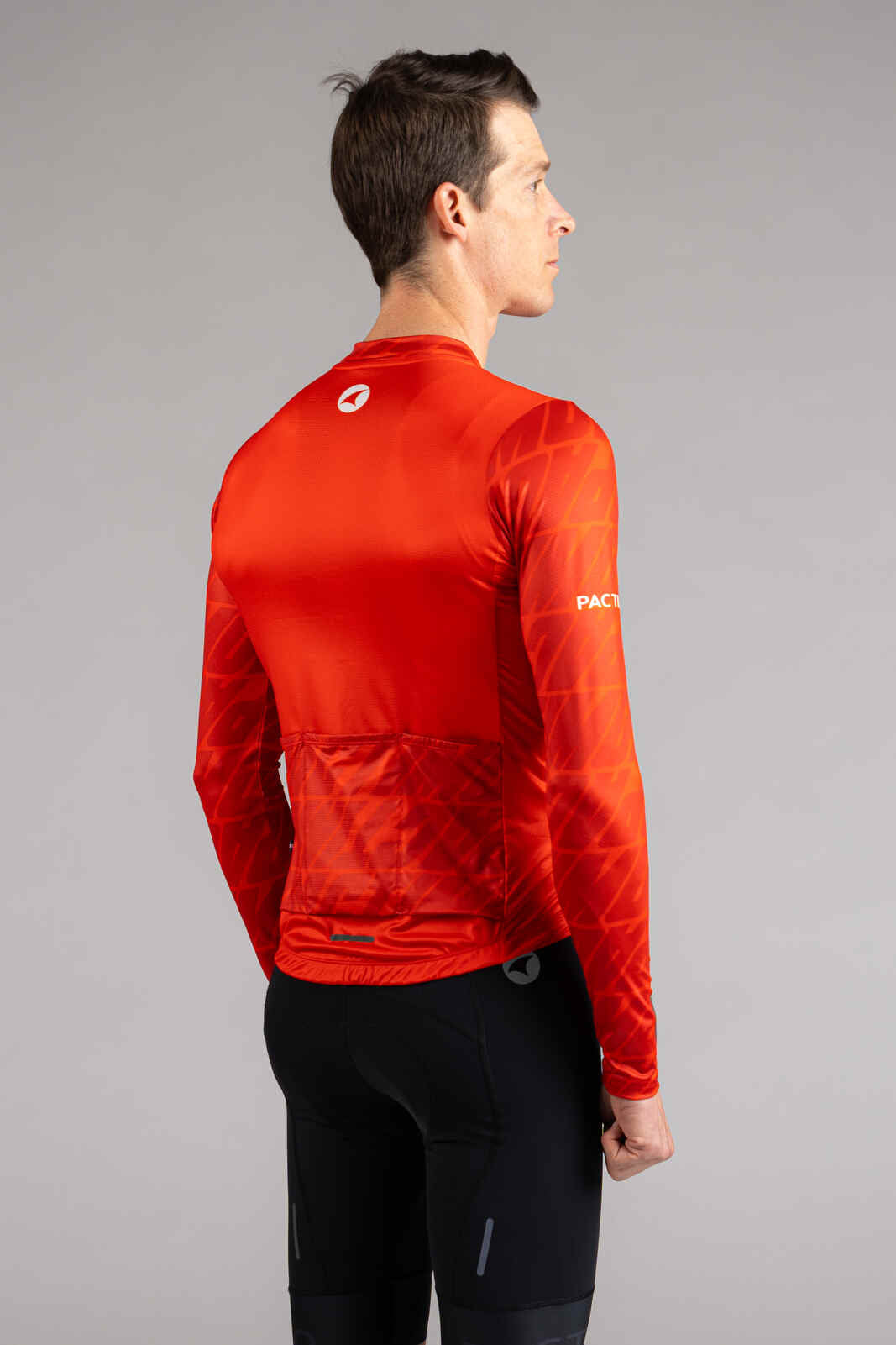 Men's Red Aero Long Sleeve Cycling Jersey - Back View