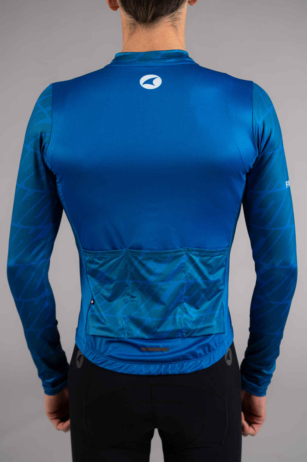 Men's Blue Aero Long Sleeve Cycling Jersey - Back Pockets