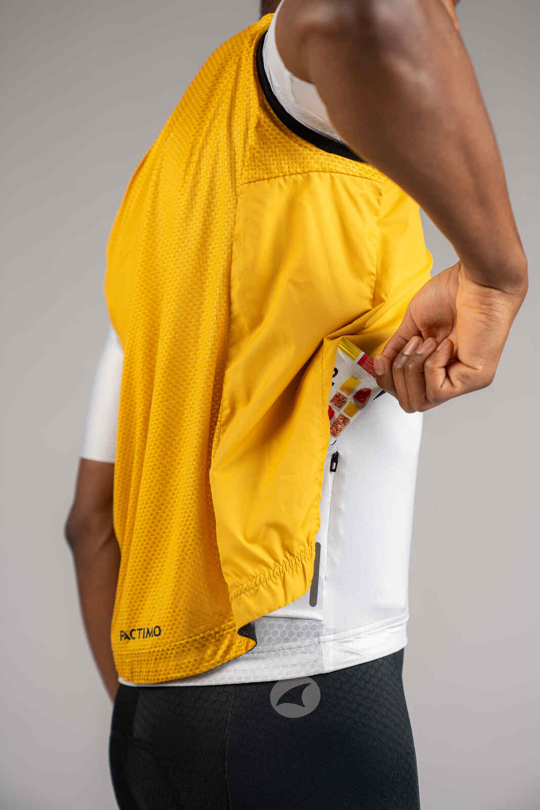 Men's Golden Yellow Packable Cycling Wind Vest - Back Pocket Access