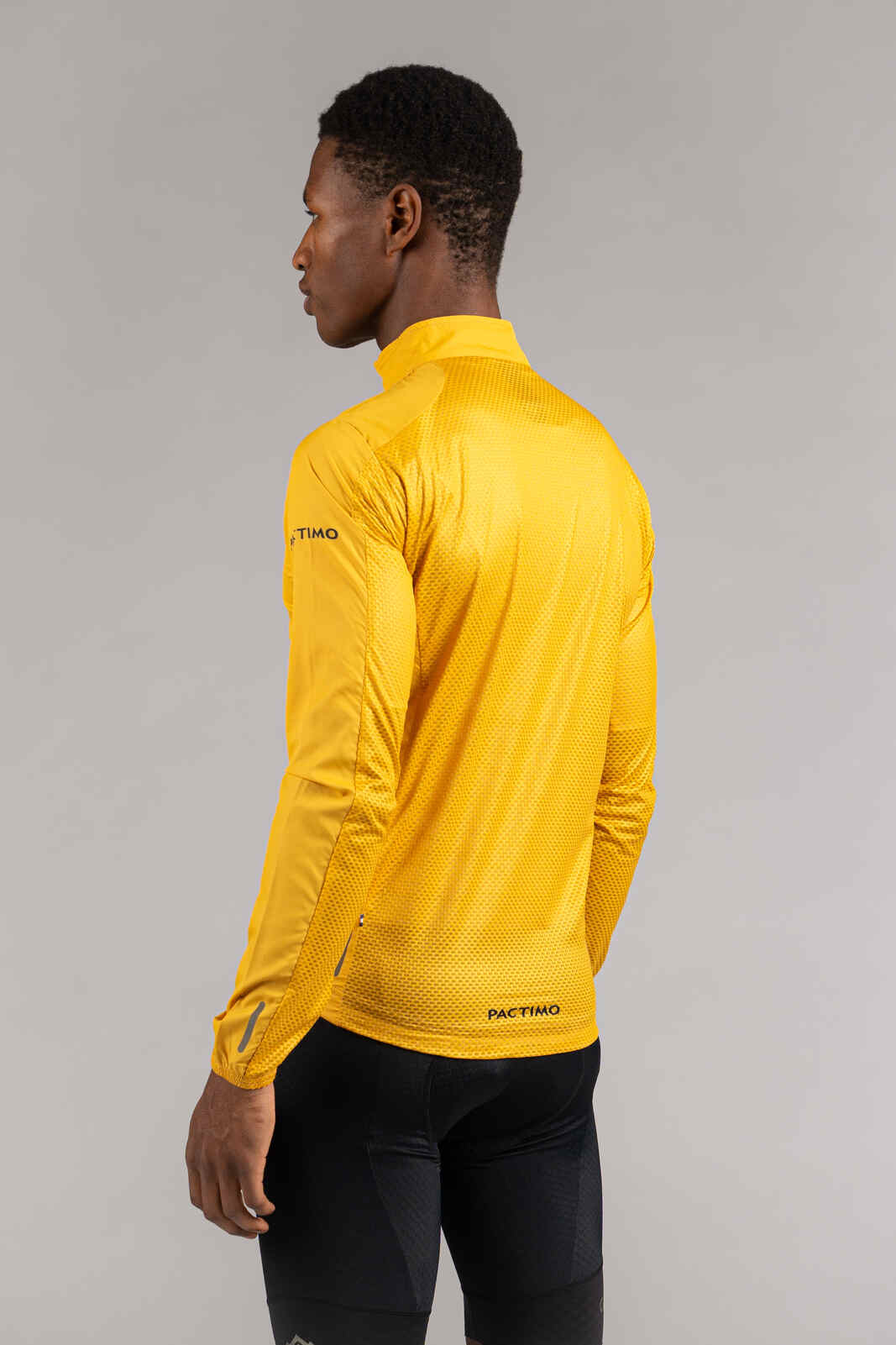 Men's Packable Golden Yellow Cycling Wind Jacket - Back View