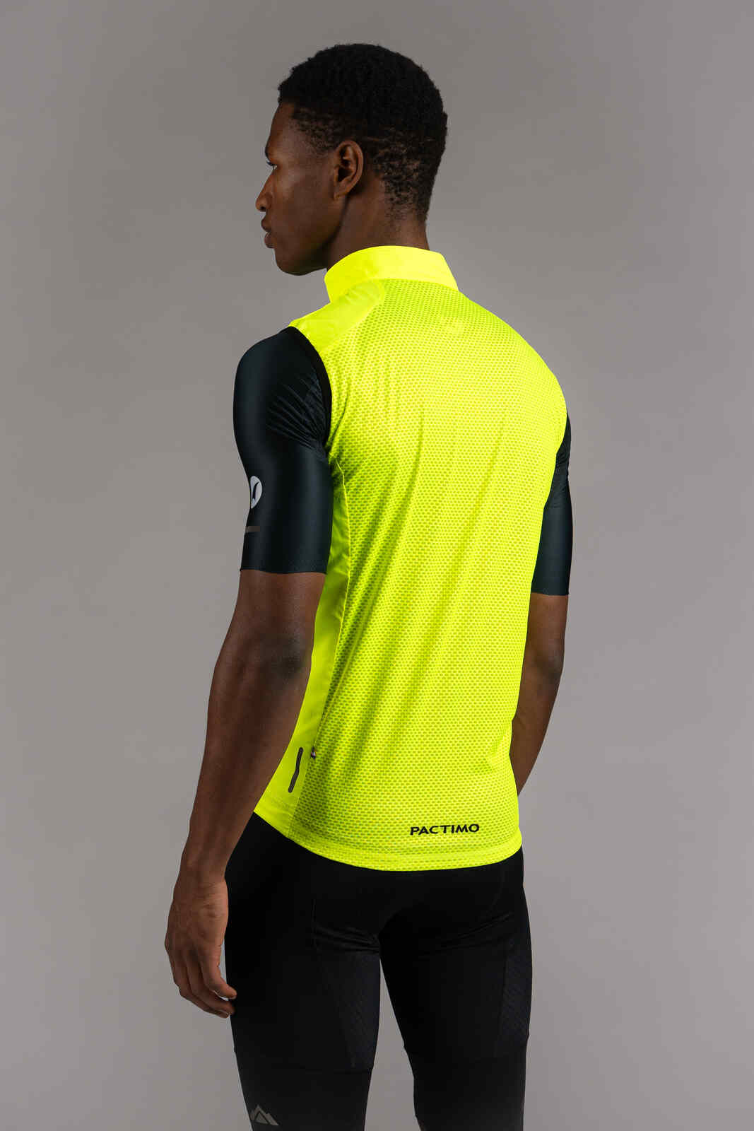 Men's High-Viz Yellow Packable Cycling Wind Vest - Back View