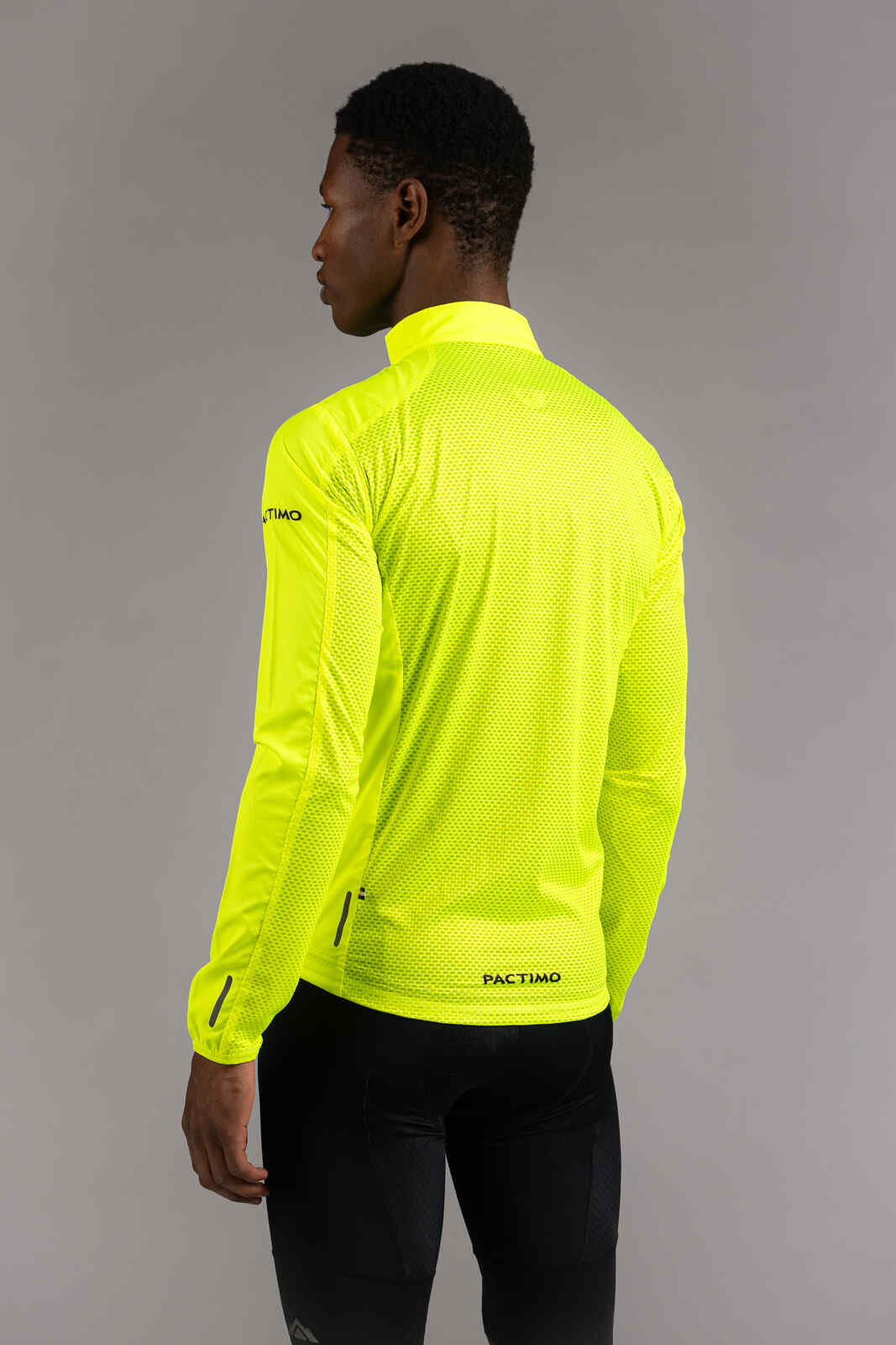 Men's Packable High-Viz Yellow Cycling Wind Jacket - Back View