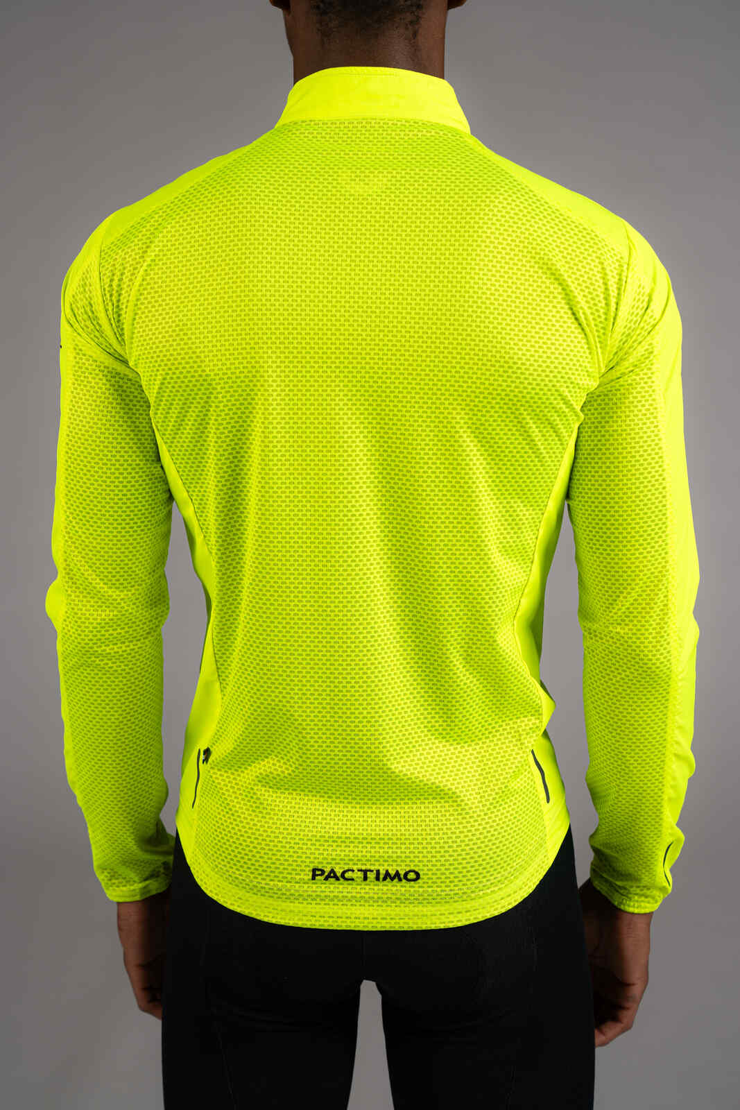 Men's Packable High-Viz Yellow Cycling Wind Jacket - Back Mesh Fabric Close-Up