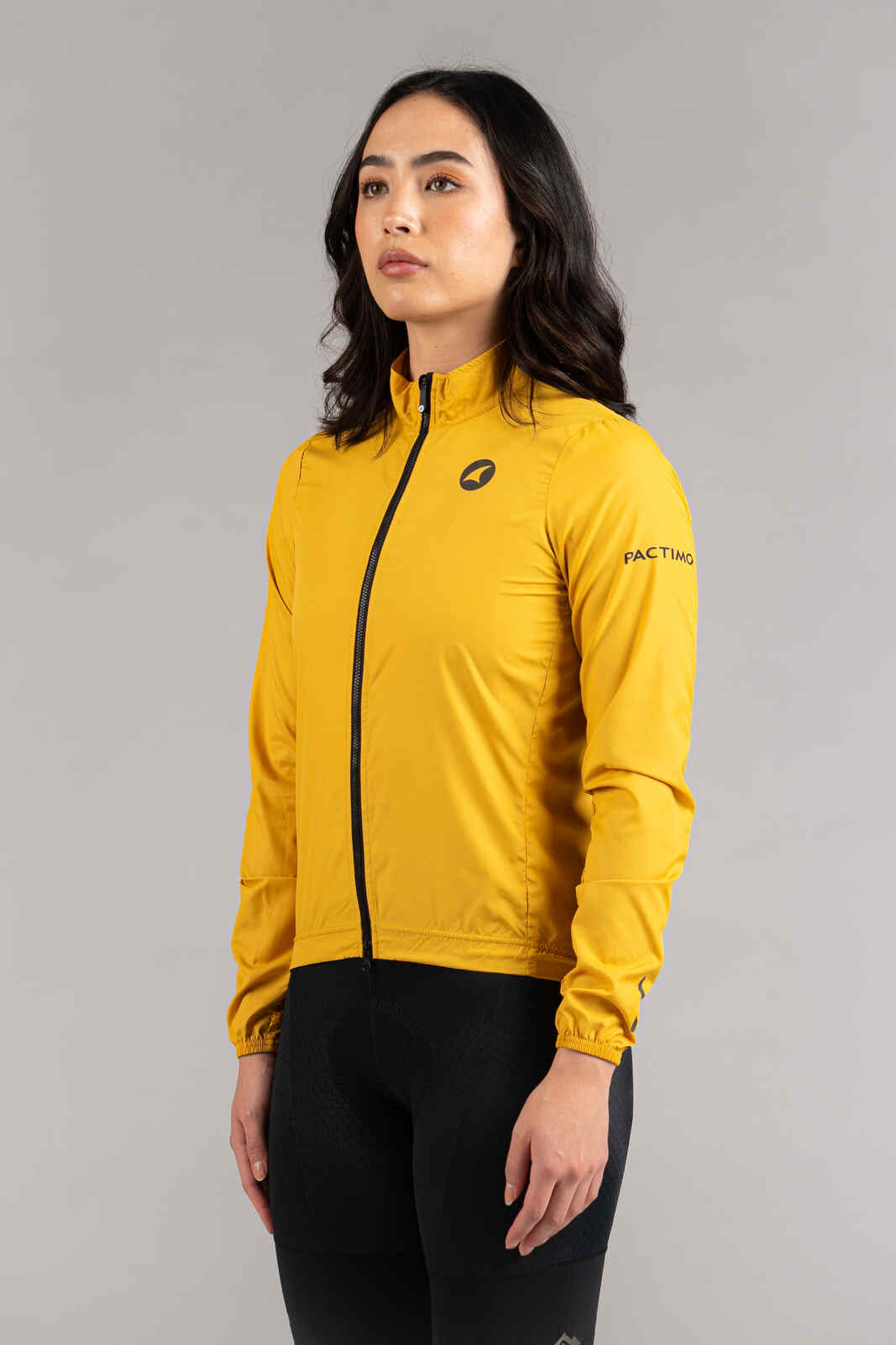 Women's Yellow Packable Cycling Wind Jacket - Front View