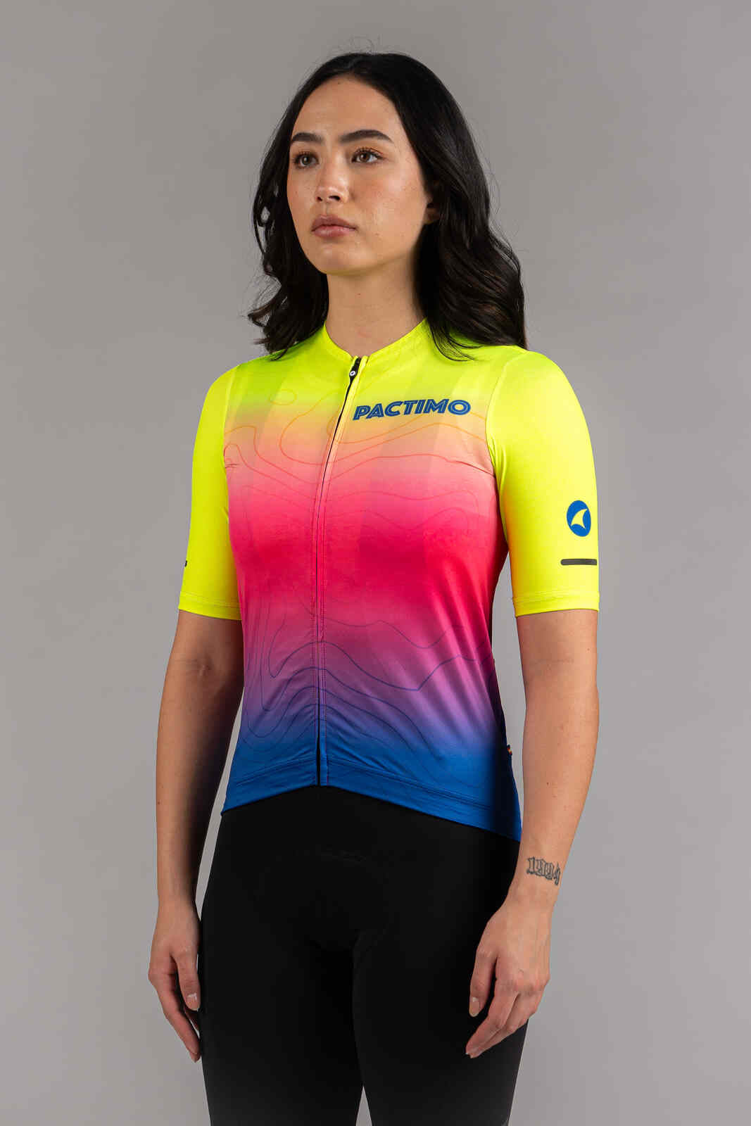 Women's High-Viz Ombre Summit Loose-Fit Cycling Jersey - Front View
