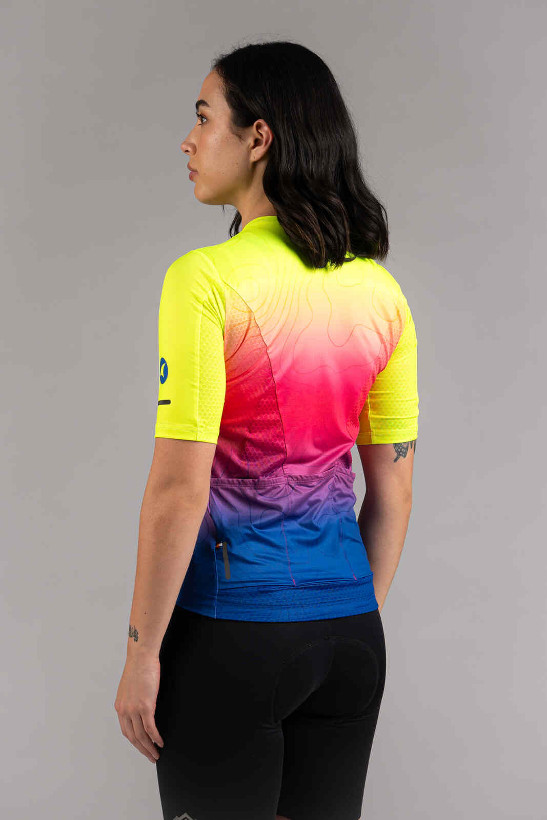 Women's High-Viz Ombre Summit Loose-Fit Cycling Jersey - Back View