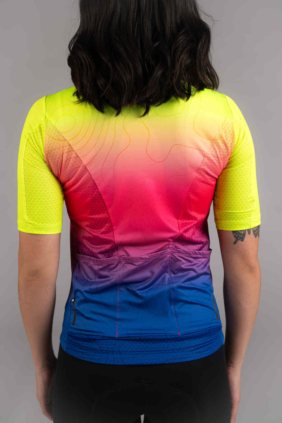 Women's High-Viz Ombre Summit Loose-Fit Cycling Jersey - Back Pockets