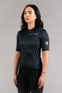 Women's Navy Blue Summit Loose-Fit Cycling Jersey - Front View