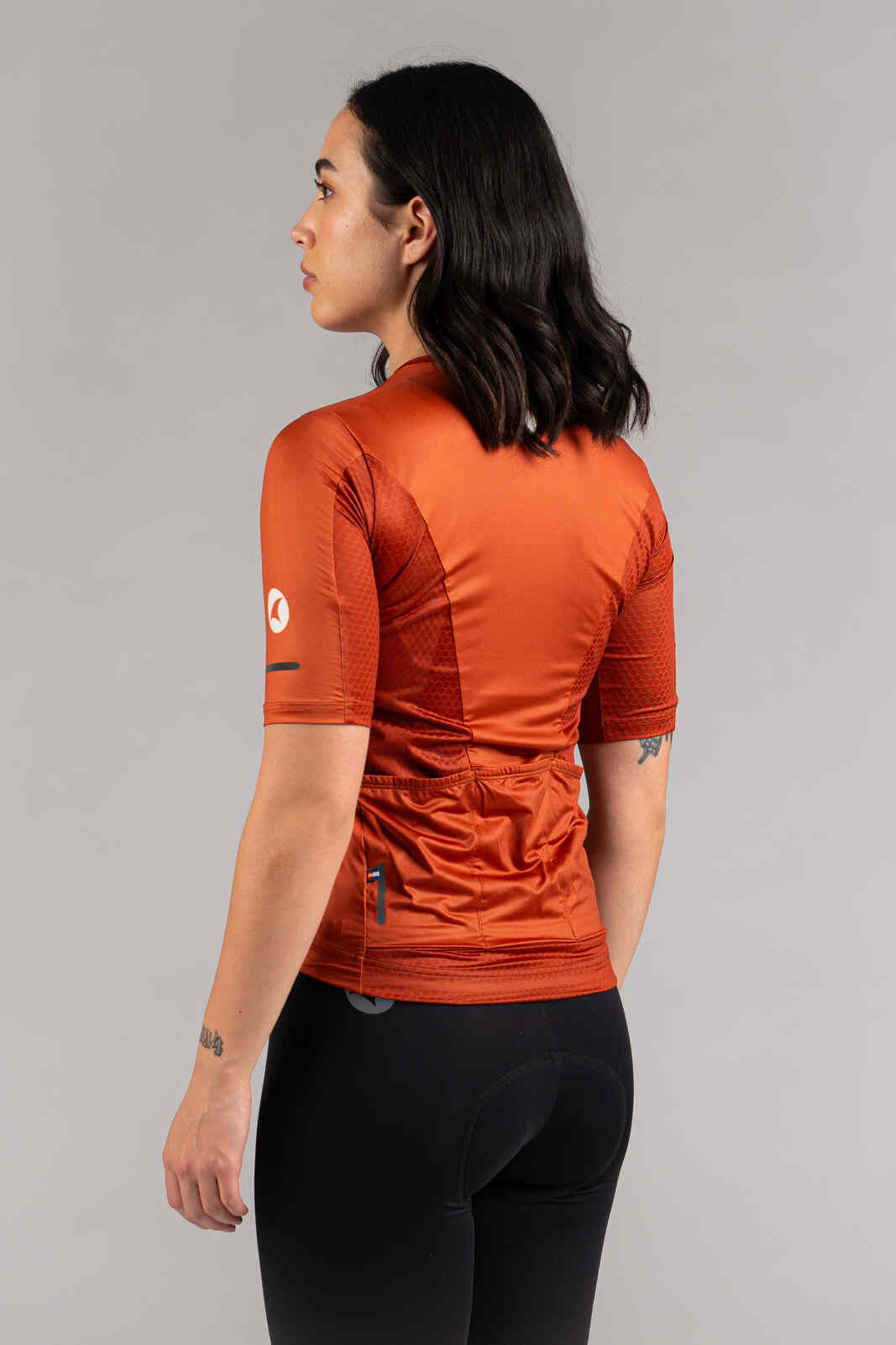 Women's Burnt Orange Summit Loose-Fit Cycling Jersey - Back View