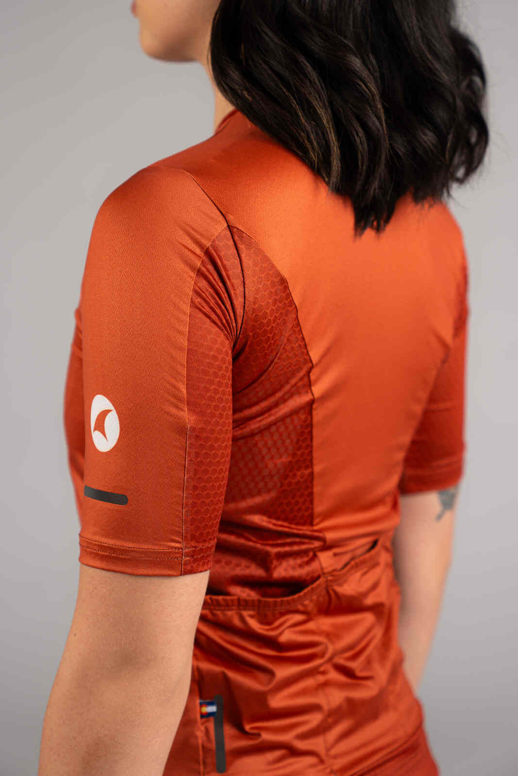 Women's Burnt Orange Summit Loose-Fit Cycling Jersey - Mesh Underarm Fabric