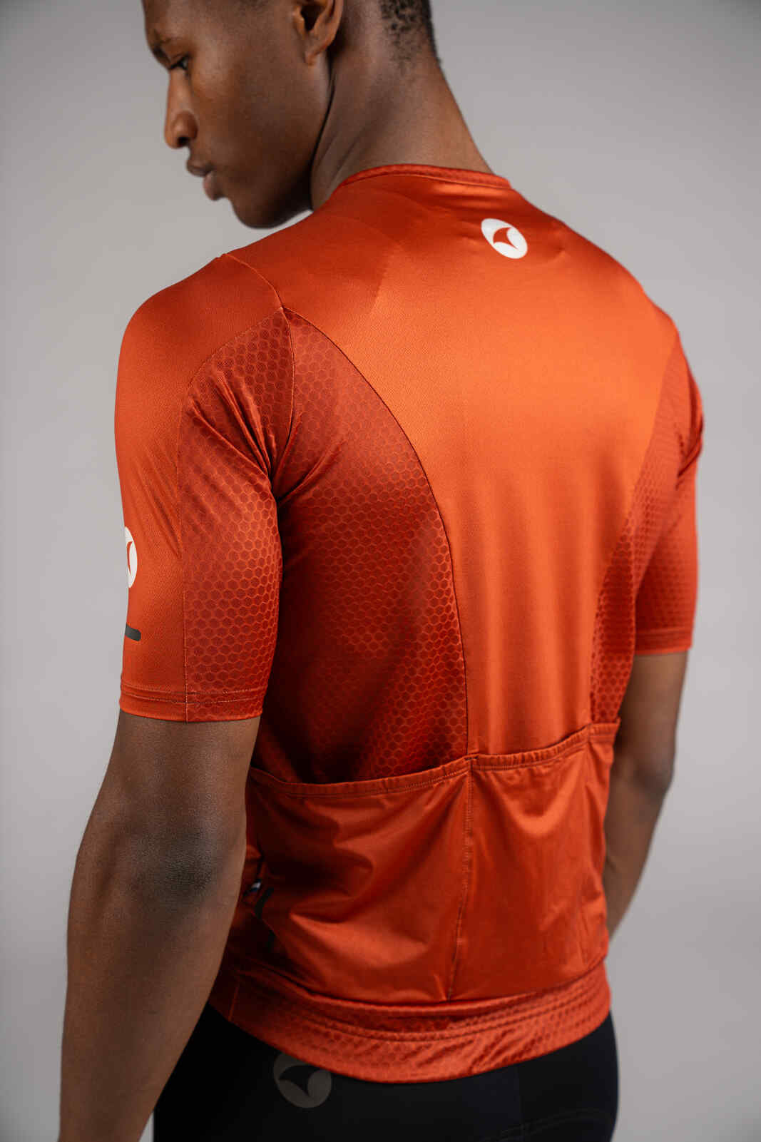 Men's Burnt Orange Summit Loose-Fit Cycling Jersey - Underarm Mesh Fabric