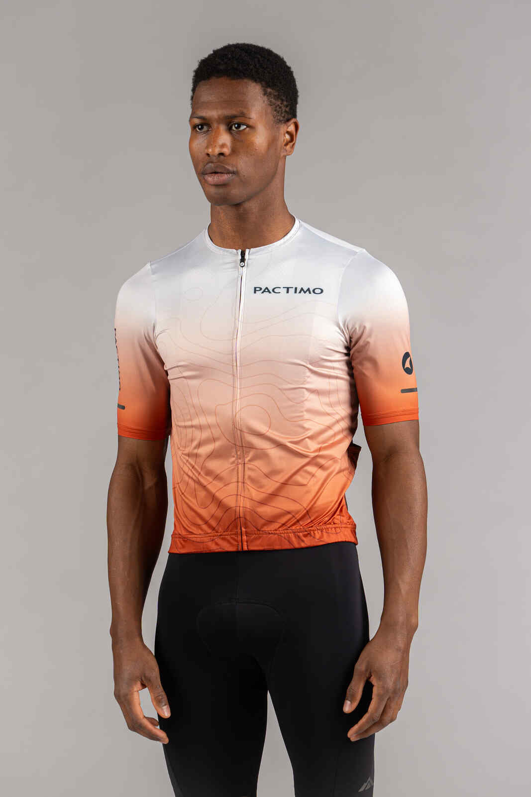 Men's Red Ombre Summit Loose-Fit Cycling Jersey - Front View
