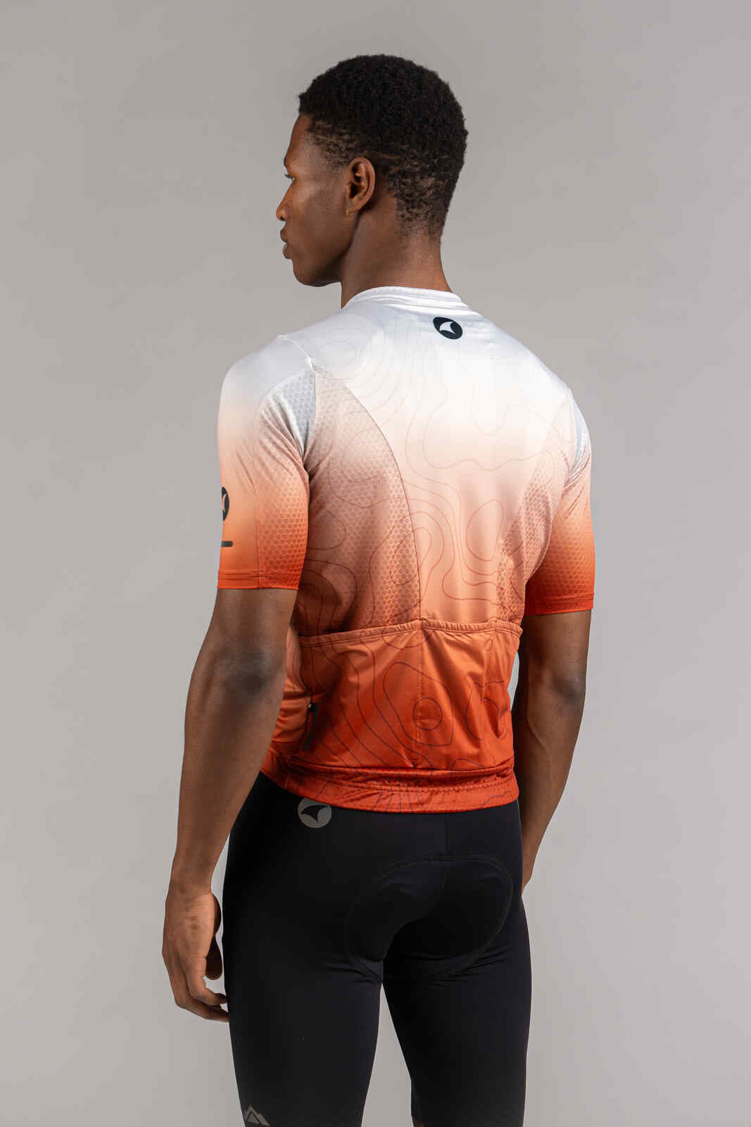 Men's Red Ombre Summit Loose-Fit Cycling Jersey - Back View
