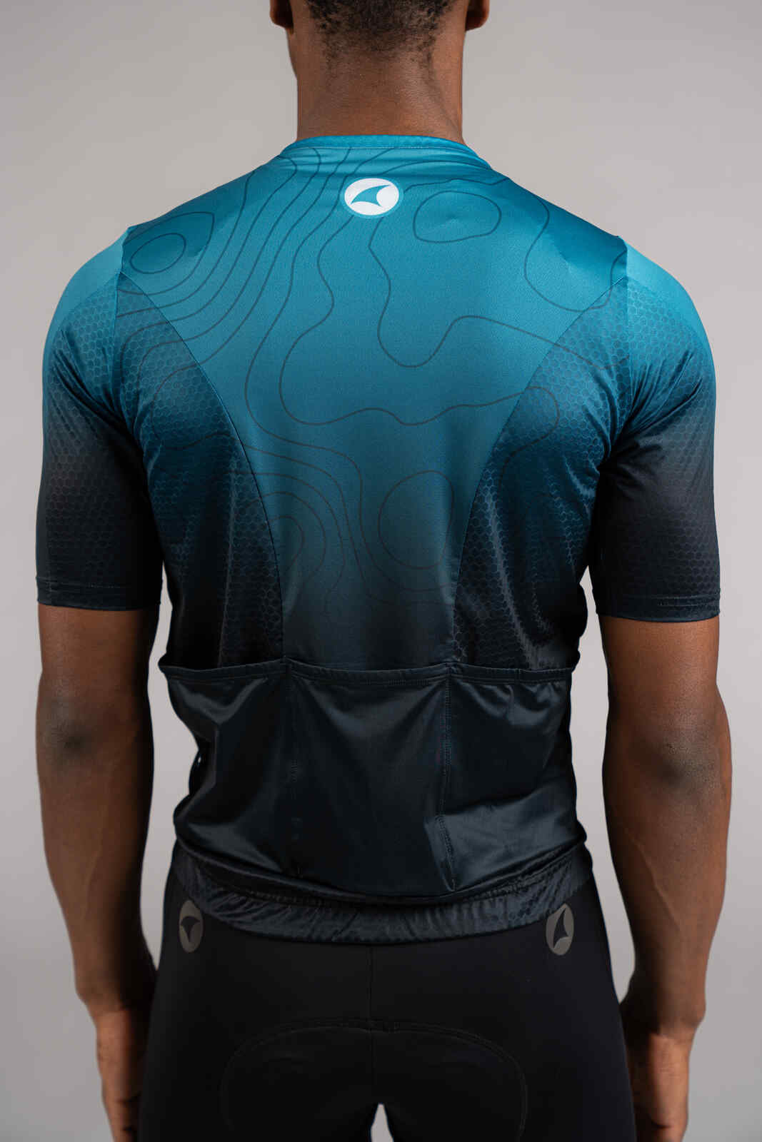 Men's Blue Ombre Summit Loose-Fit Cycling Jersey - Back Pockets