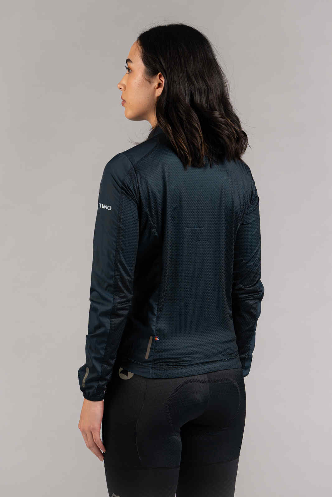 Women's Navy Blue Packable Cycling Wind Jacket - Back View
