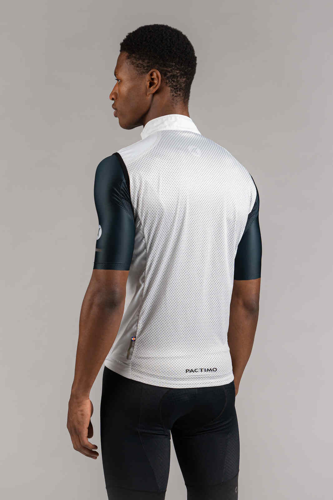 Men's White Packable Cycling Wind Vest - Back View