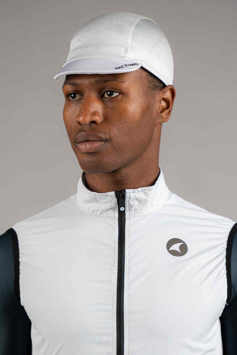 White Moisture-Wicking Cycling Cap with Visor