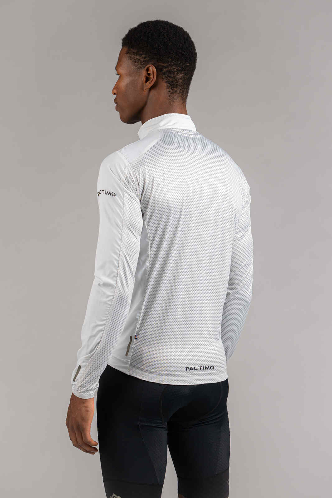 Men's Packable White Cycling Wind Jacket - Back View