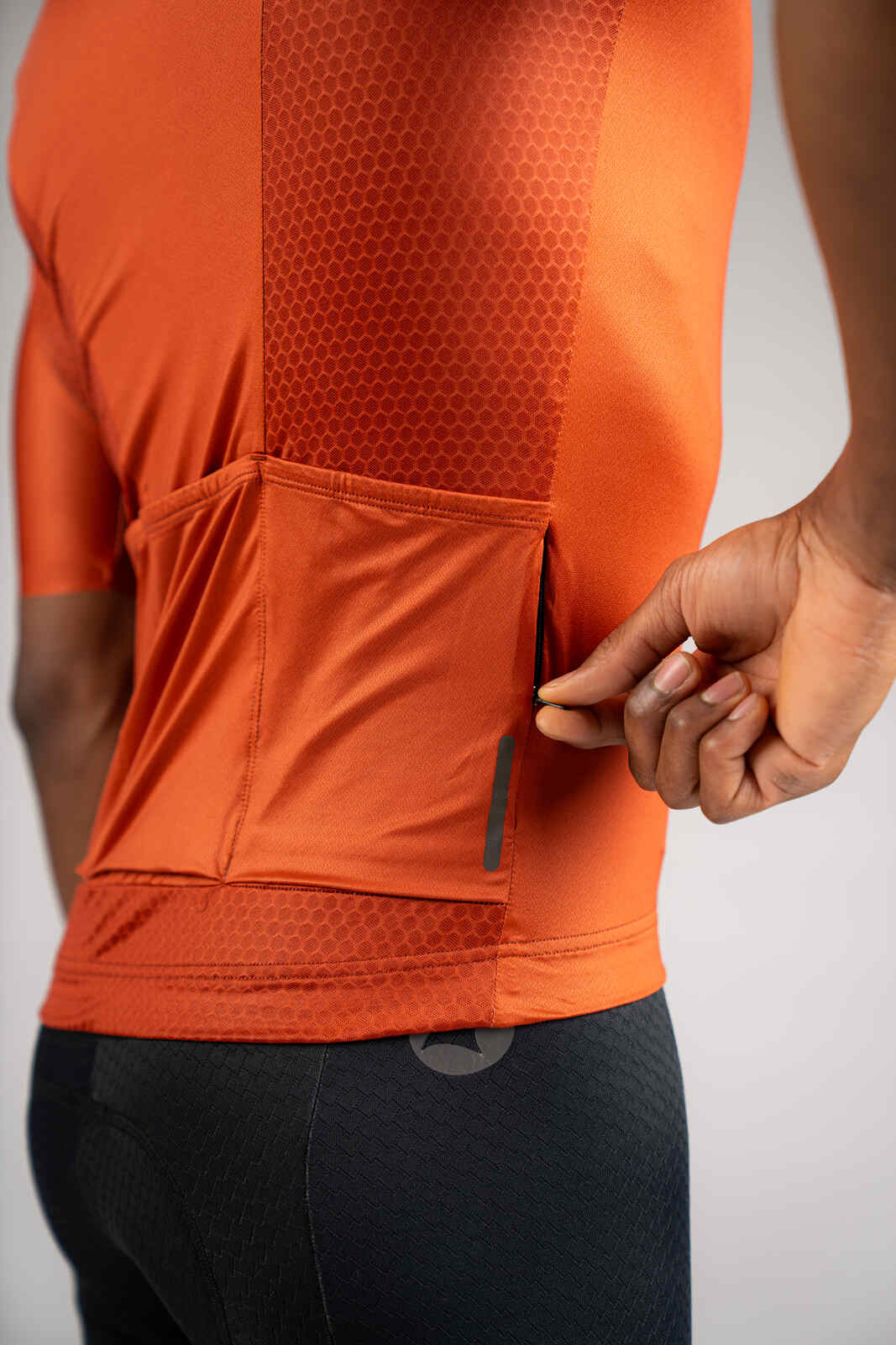 Men's Burnt Orange Summit Loose-Fit Cycling Jersey - Zippered Valuables Pocket