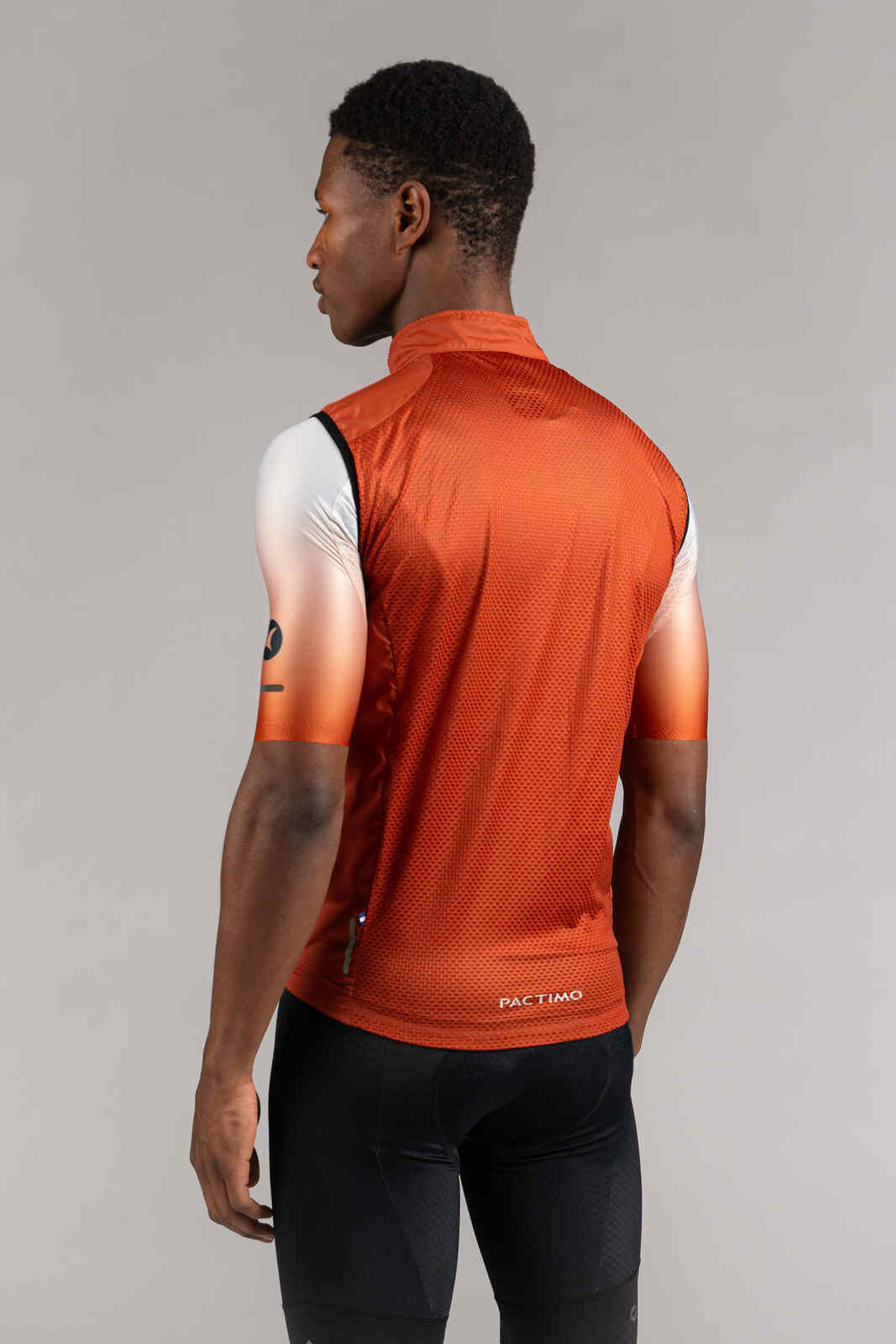 Men's Burnt Orange Packable Cycling Wind Vest - Back View